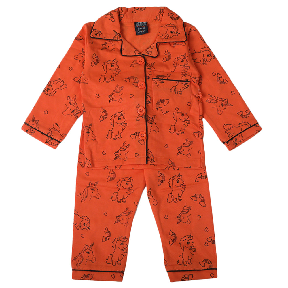 Girls Full Sleeves Night Suit - Peach, Girls Suits, Chase Value, Chase Value