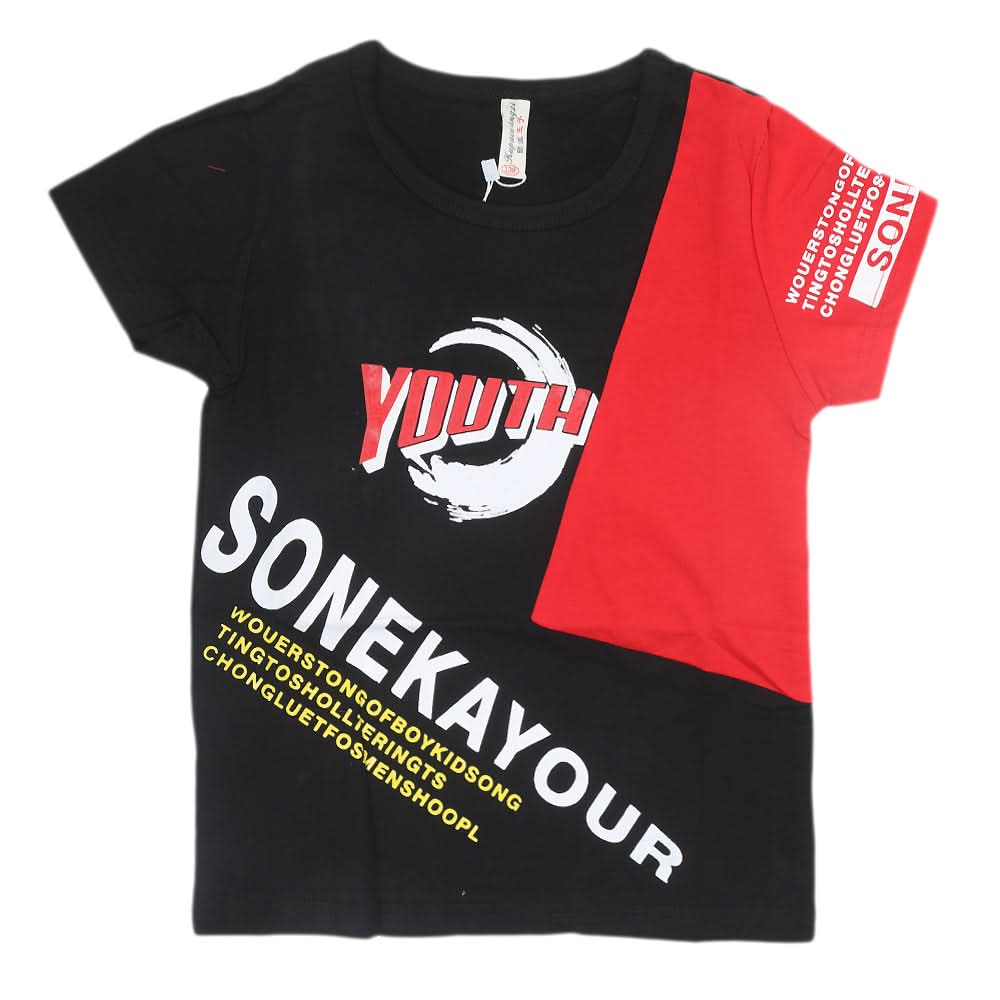 Boys Half Sleeves T-Shirt - Black, Kids, Boys T-Shirts, Chase Value, Chase Value