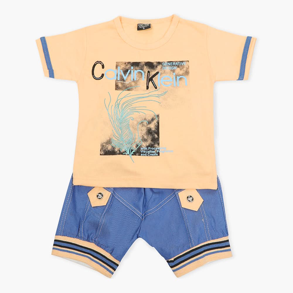 Boys Half Sleeves Suit - Peach, Boys Sets & Suits, Chase Value, Chase Value