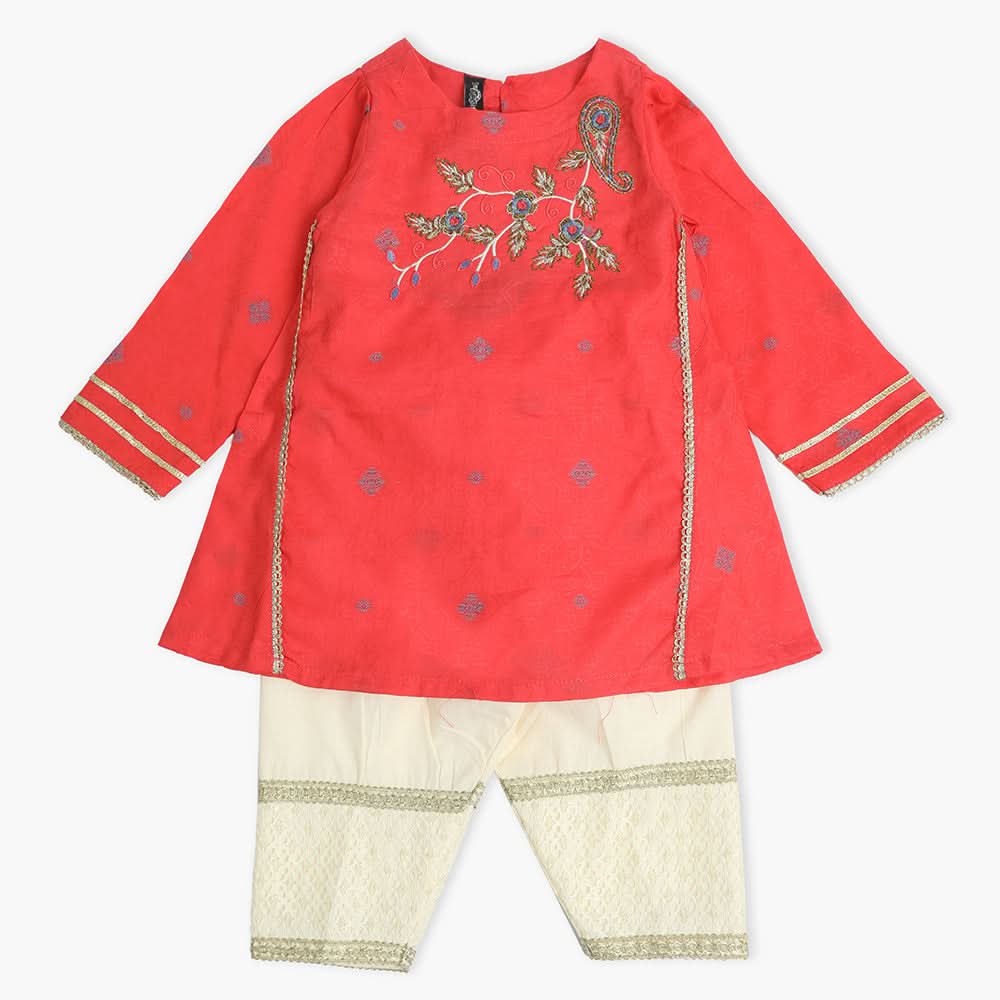 Girls Shalwar Suit - Red, Girls Shalwar Kameez, Chase Value, Chase Value