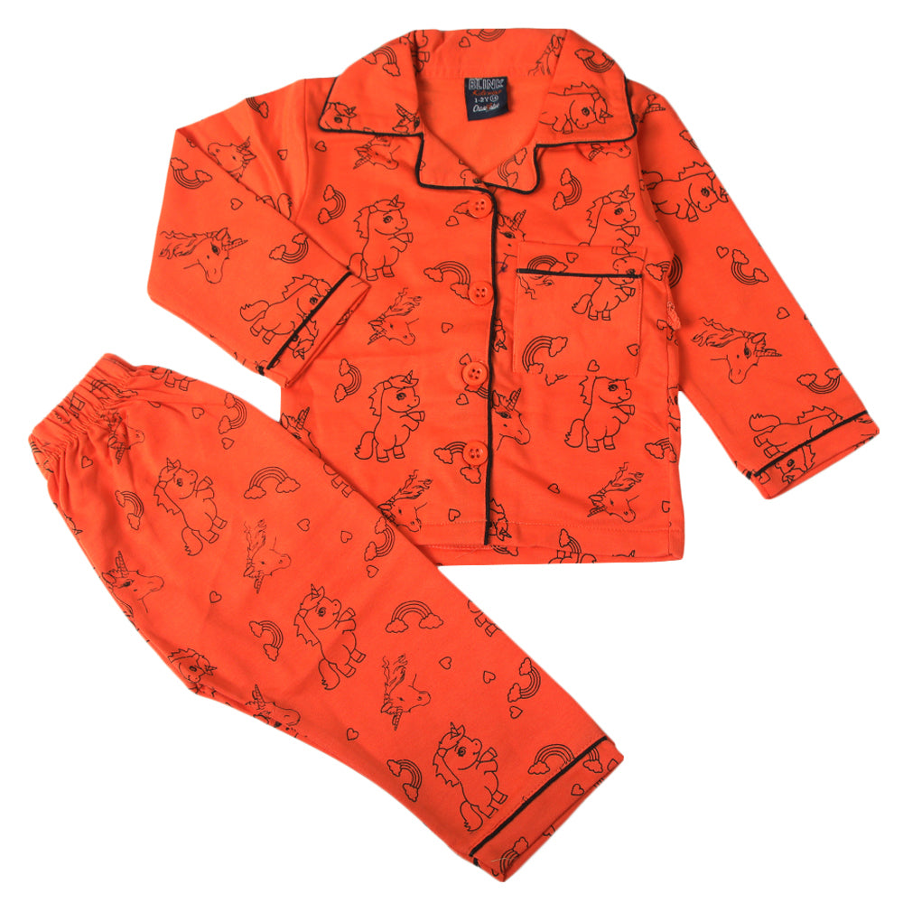 Girls Full Sleeves Night Suit - Peach, Girls Suits, Chase Value, Chase Value