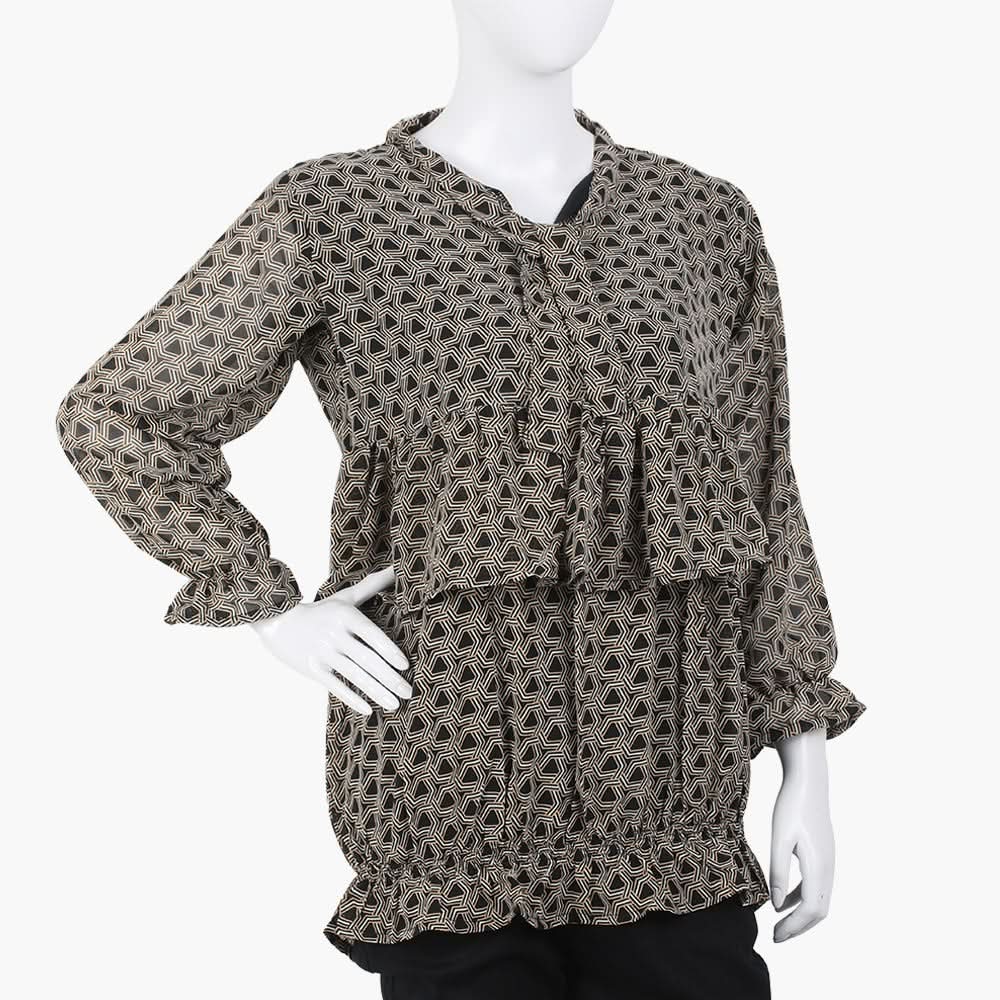 Women's Printed Western Top - Black, Women T-Shirts & Tops, Chase Value, Chase Value
