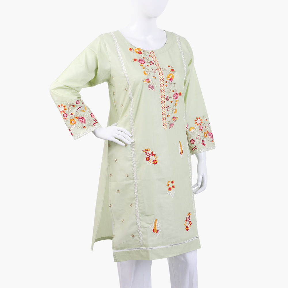 Women's Embroidered Kurti - Light Green, Women Ready Kurtis, Chase Value, Chase Value