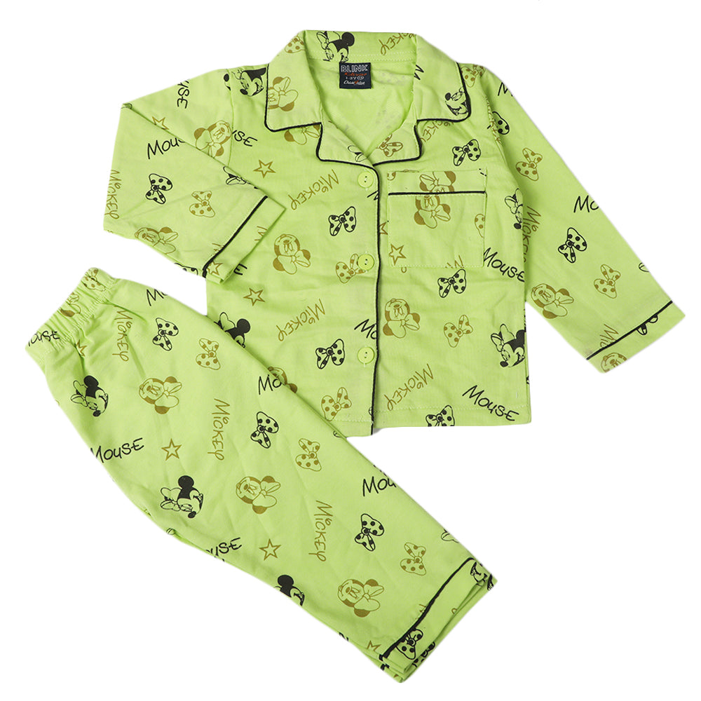 Girls Full Sleeves Night Suit - Light Green, Girls Suits, Chase Value, Chase Value