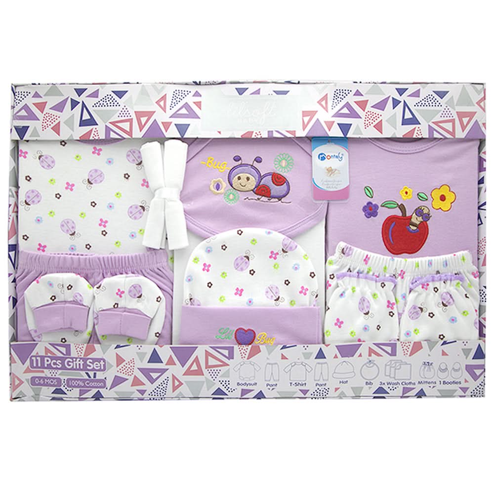 Newborn Gift Set 11Pcs - Purple, Kids, Gift Set, Chase Value, Chase Value