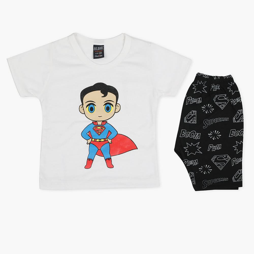 Boys Half Sleeves Short Suit - White, Boys Sets & Suits, Chase Value, Chase Value