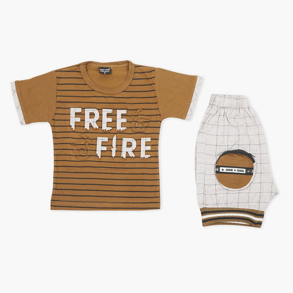 Boys Half Sleeves Suit - Dark Brown, Boys Sets & Suits, Chase Value, Chase Value