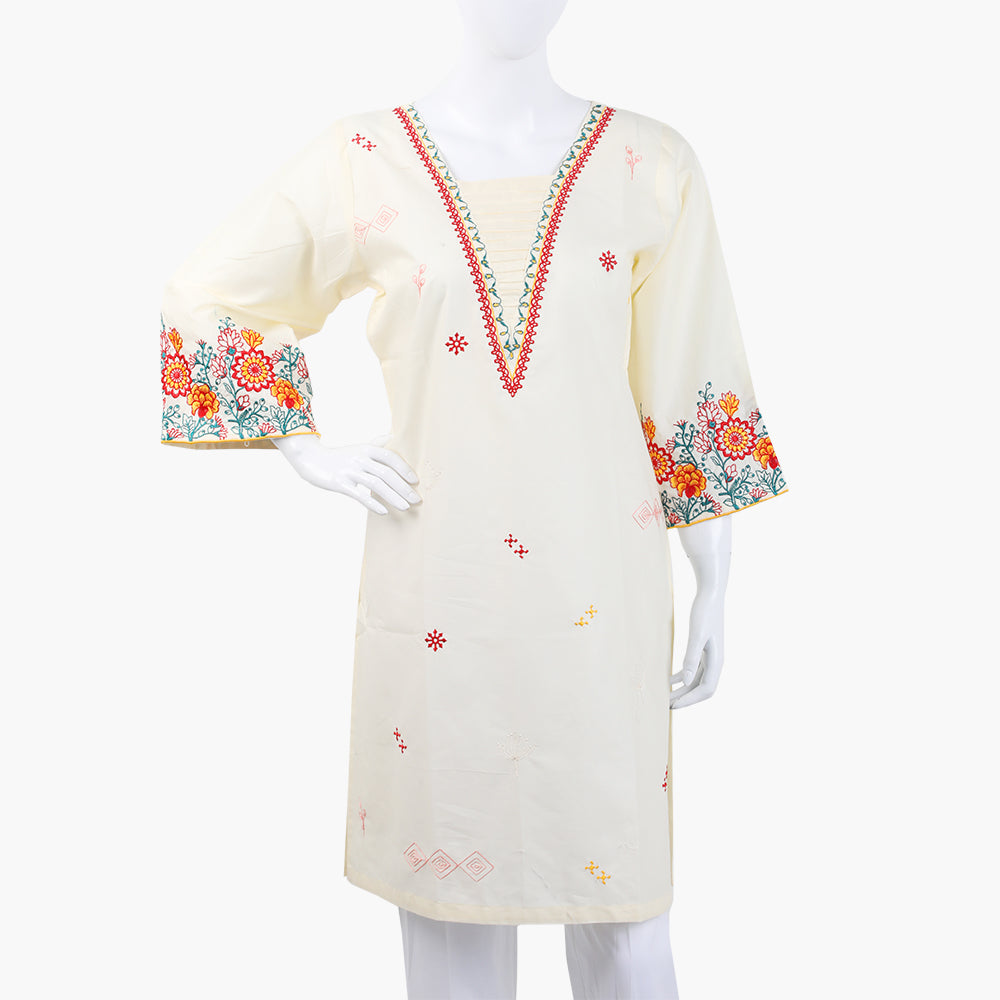 Women's Embroidered Kurti - Fawn, Women Ready Kurtis, Chase Value, Chase Value
