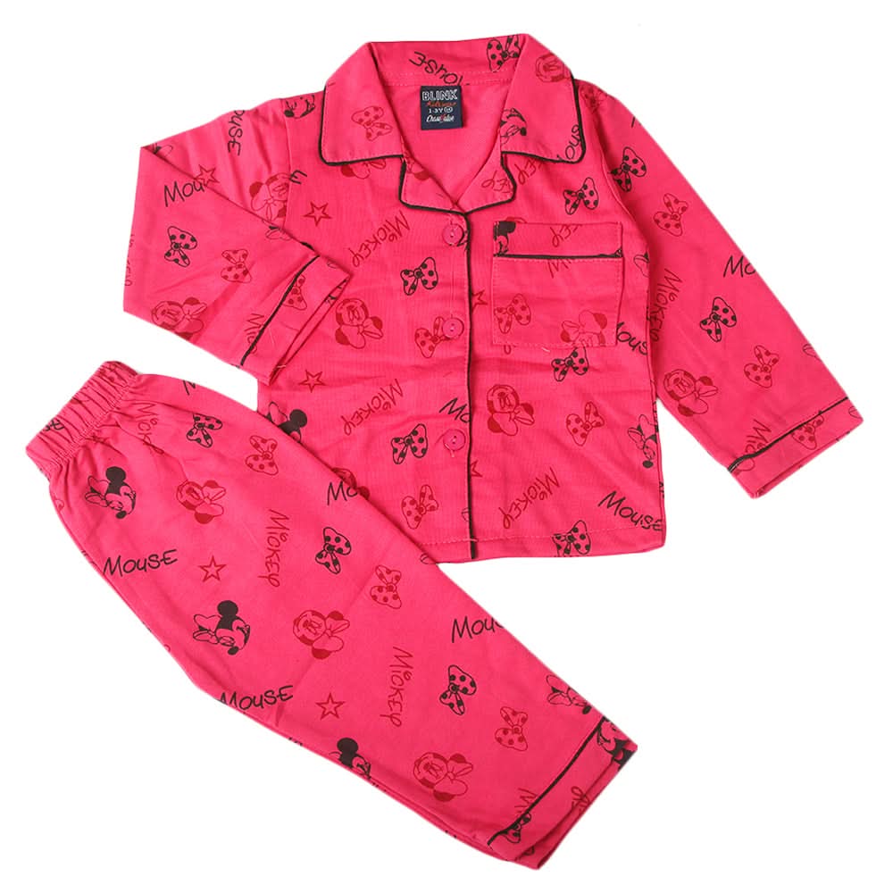 Girls Full Sleeves Night Suit - Dark Pink, Girls Suits, Chase Value, Chase Value