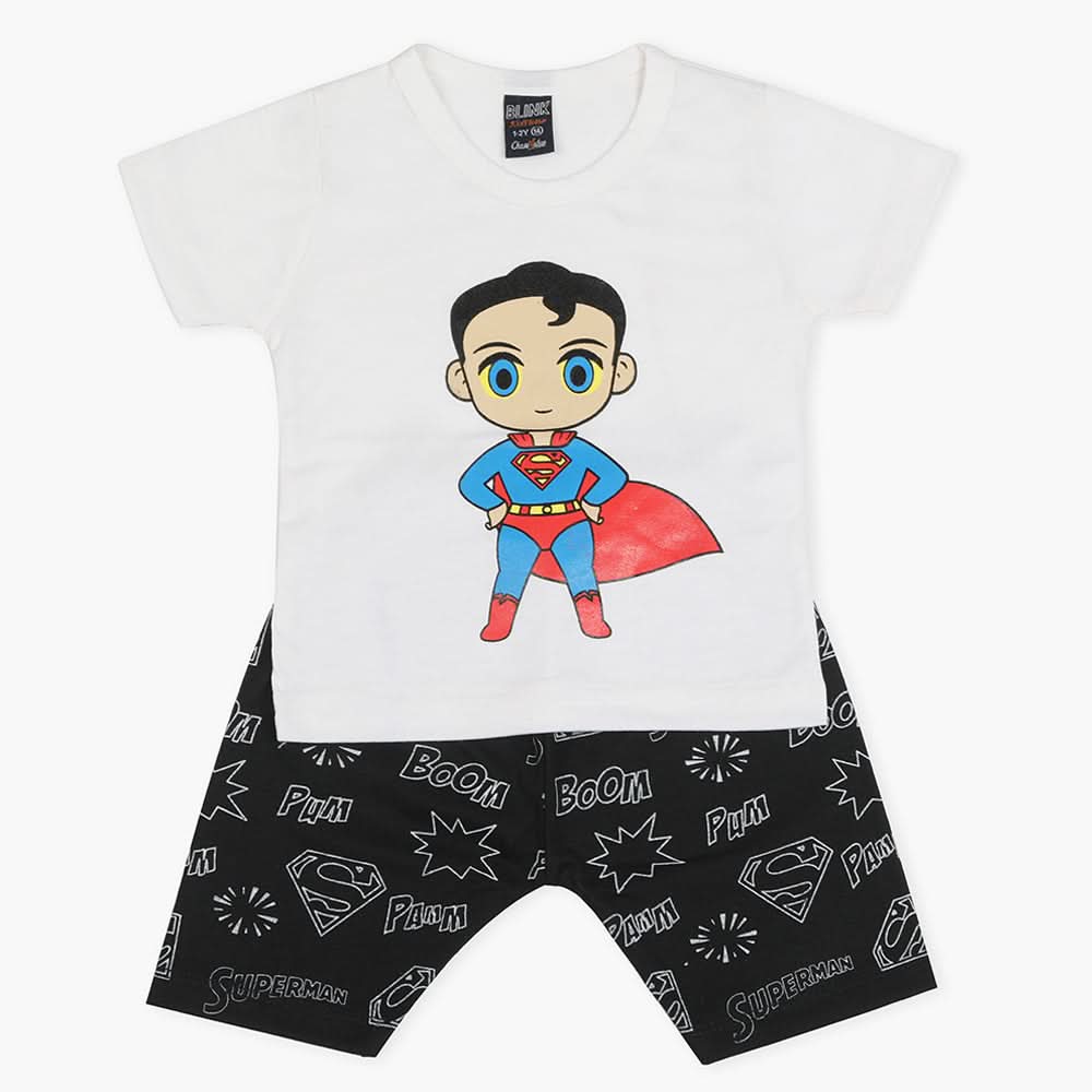Boys Half Sleeves Short Suit - White, Boys Sets & Suits, Chase Value, Chase Value