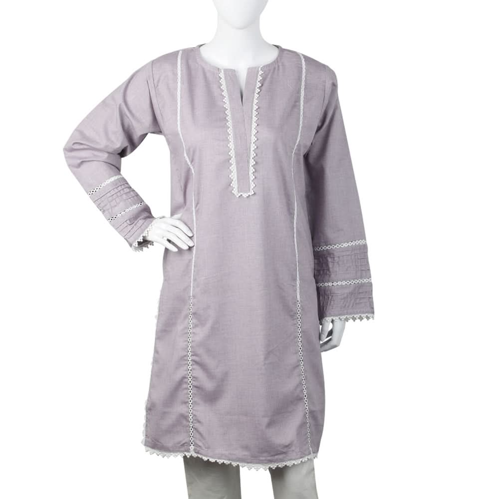 Women's Kurti With Lace - Purple, Women Ready Kurtis, Chase Value, Chase Value
