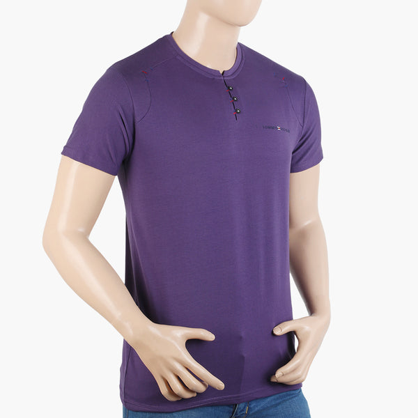 Men's Half Sleeves Round Neck T-Shirt - Purple, Men's T-Shirts & Polos, Chase Value, Chase Value