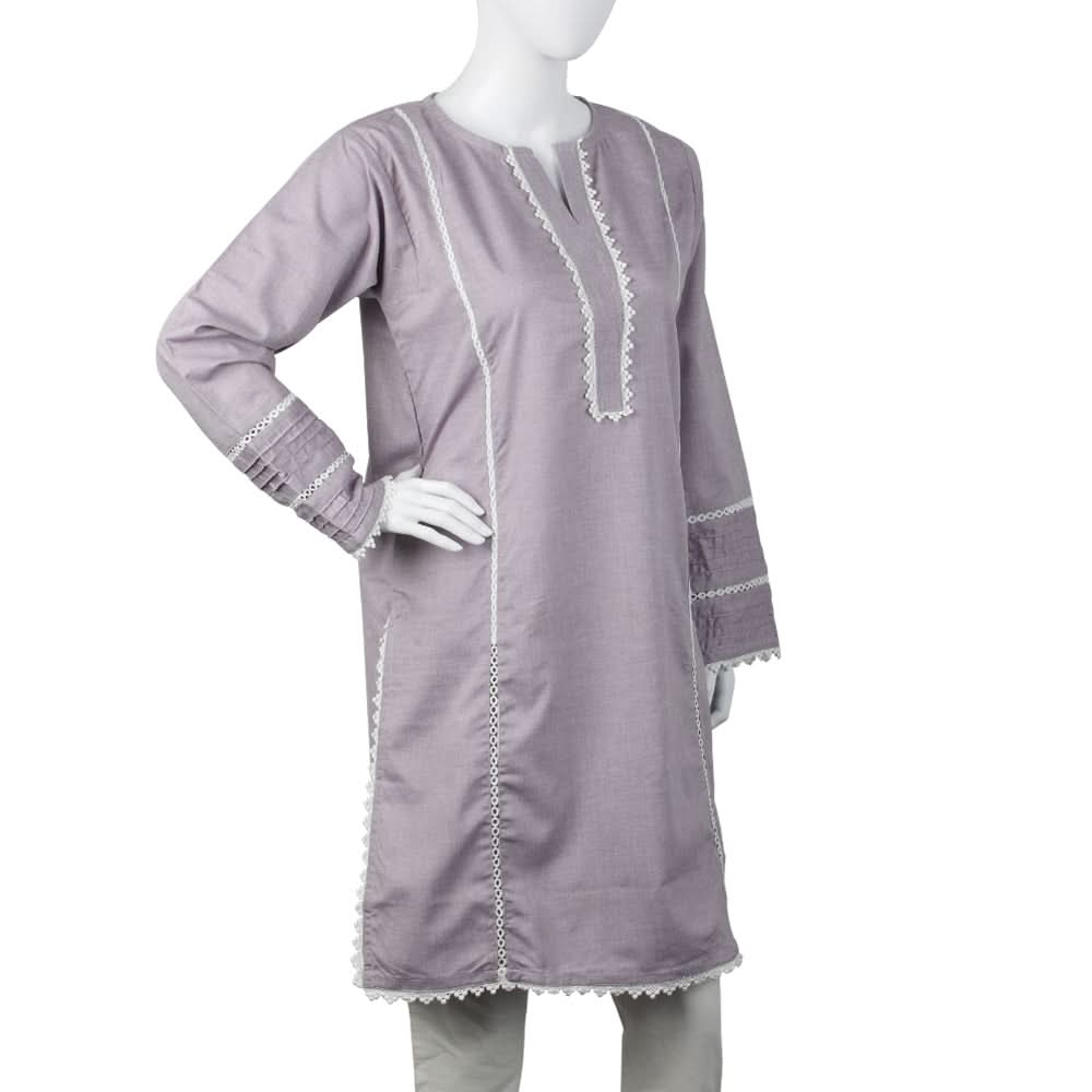 Women's Kurti With Lace - Purple, Women Ready Kurtis, Chase Value, Chase Value