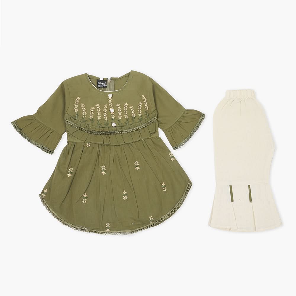 Girls Shalwar Suit - Olive Green, Girls Shalwar Kameez, Chase Value, Chase Value