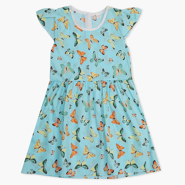 Girl's Cotton Frock - Sky Blue, Girls Frocks, Chase Value, Chase Value