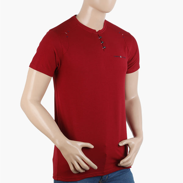 Men's Half Sleeves Round Neck T-Shirt - Maroon, Men's T-Shirts & Polos, Chase Value, Chase Value