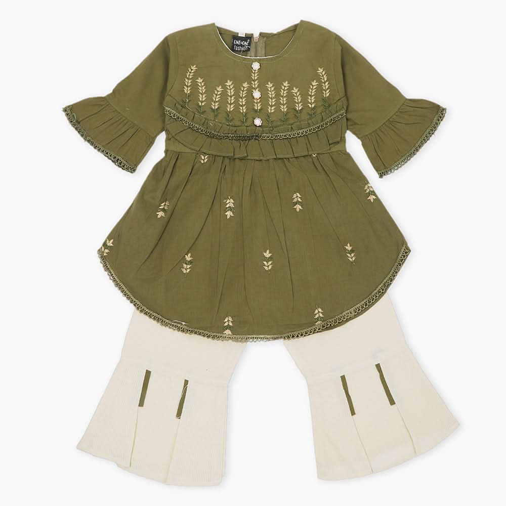 Girls Shalwar Suit - Olive Green, Girls Shalwar Kameez, Chase Value, Chase Value