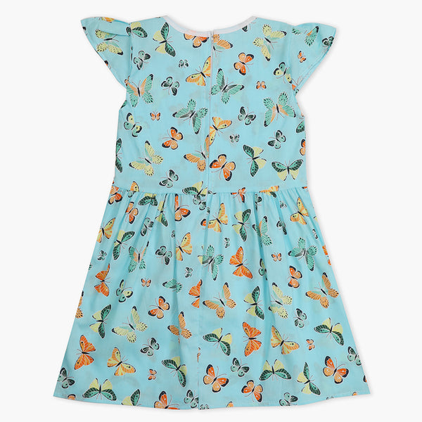 Girl's Cotton Frock - Sky Blue, Girls Frocks, Chase Value, Chase Value