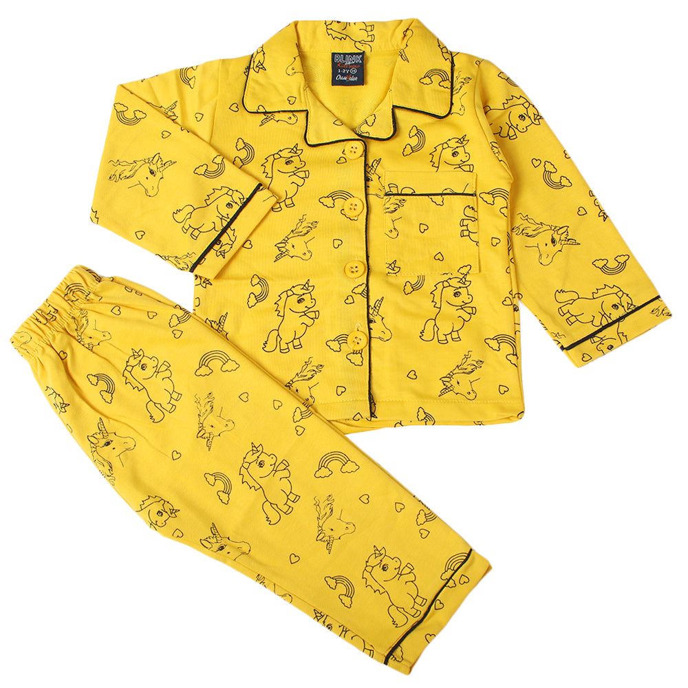 Girls Full Sleeves Night Suit - Mustard, Girls Suits, Chase Value, Chase Value