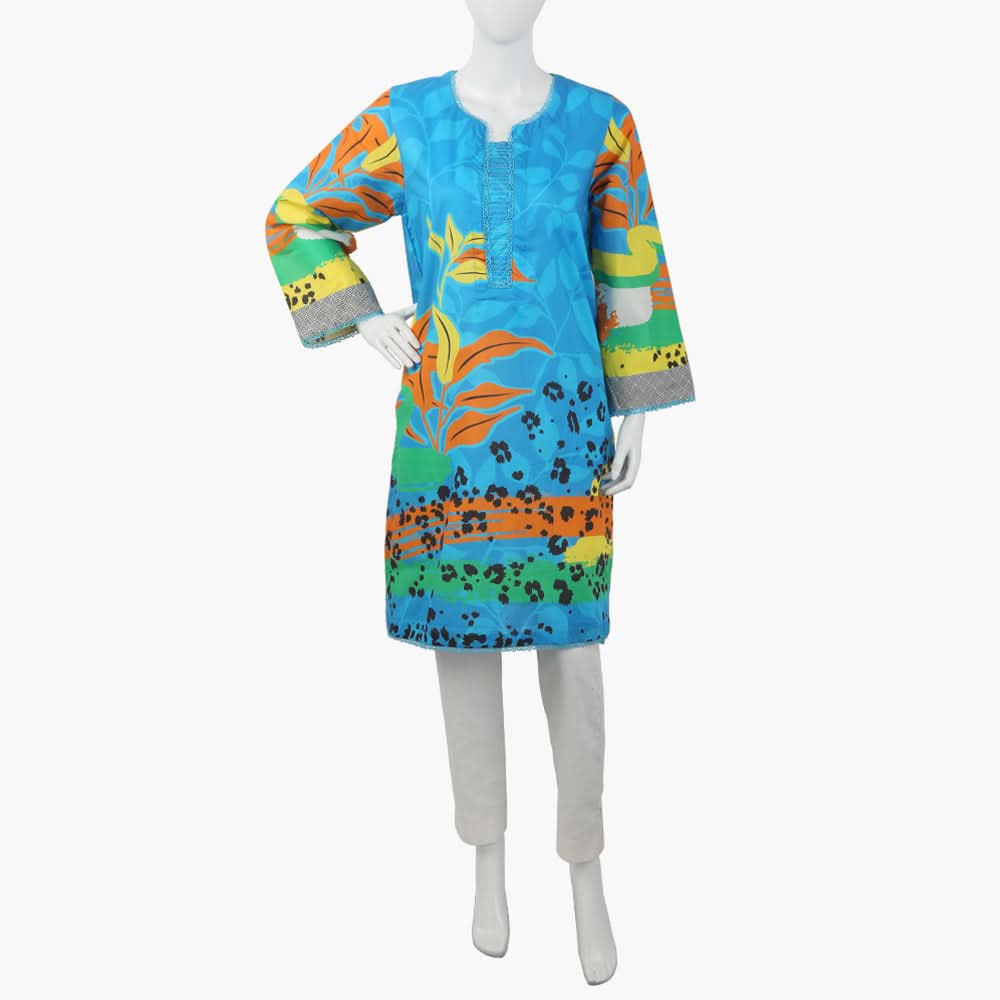 Women's Digital Printed Kurti - Blue, Women Ready Kurtis, Chase Value, Chase Value