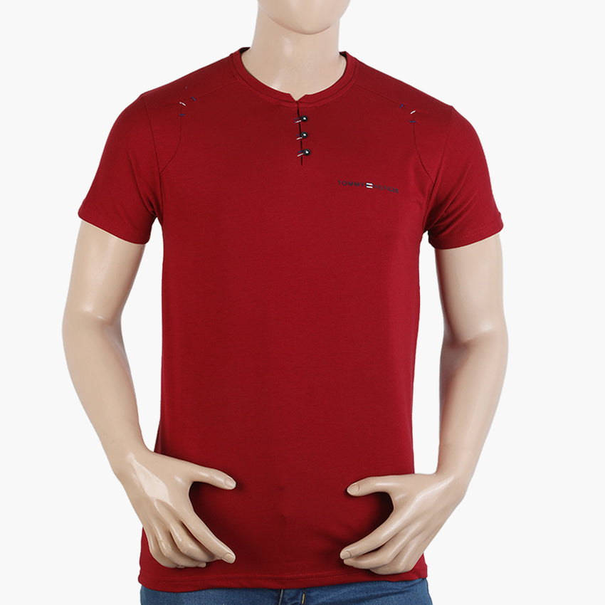 Men's Half Sleeves Round Neck T-Shirt - Maroon, Men's T-Shirts & Polos, Chase Value, Chase Value