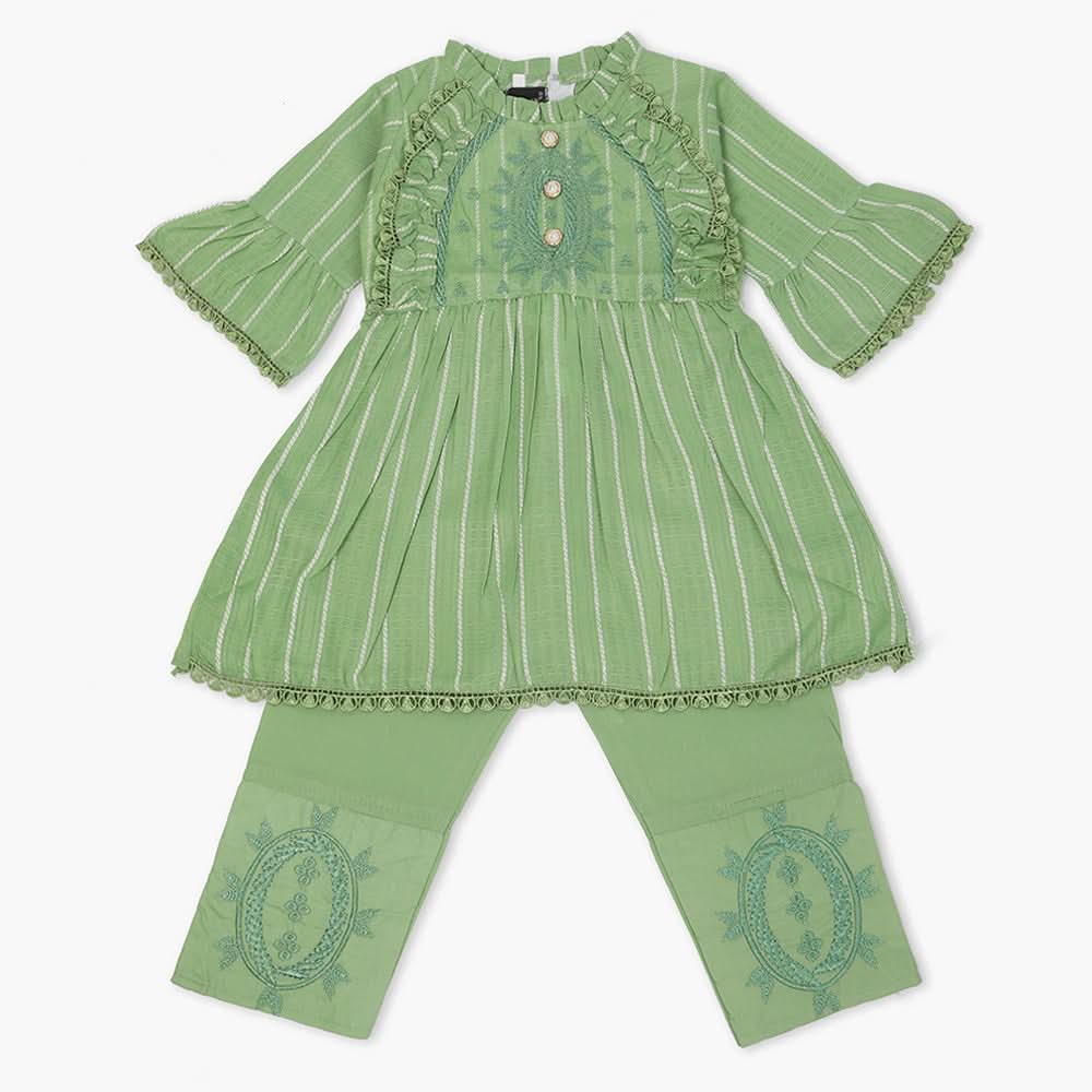 Girls Half Sleeves Suit - Light Green, Girls T-Shirts, Chase Value, Chase Value