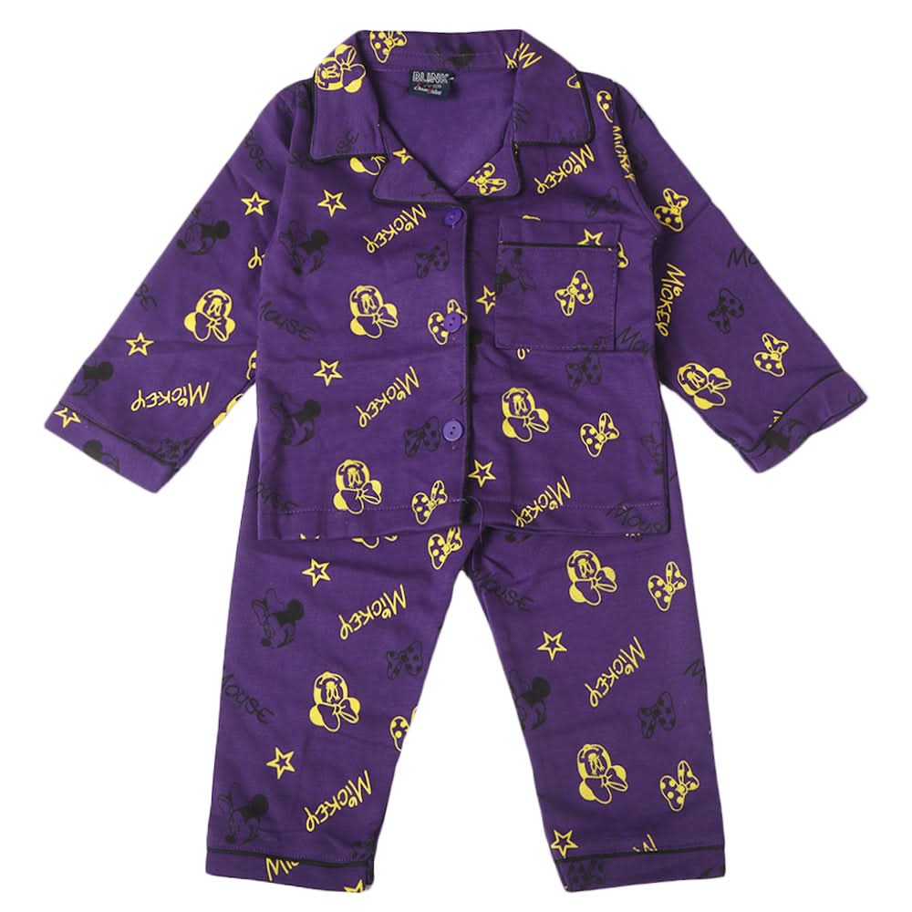 Girls Full Sleeves Night Suit - Purple, Girls Suits, Chase Value, Chase Value
