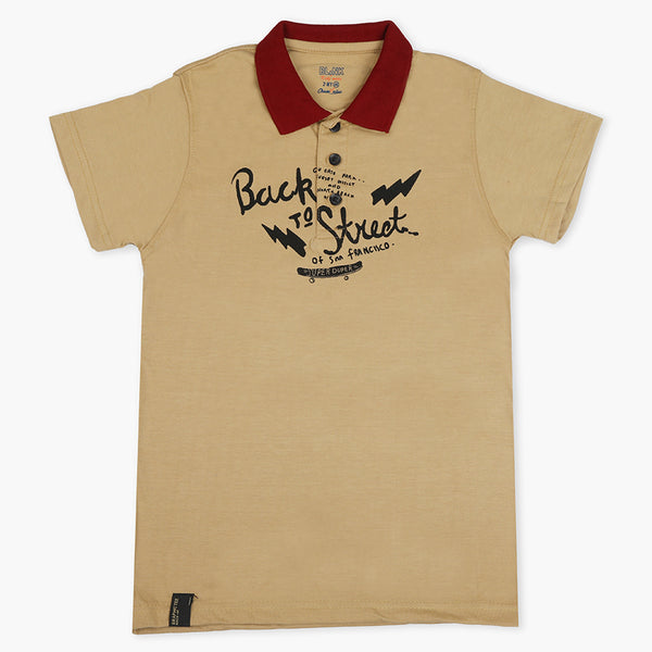 Boys Half Sleeves Polo T-Shirt - Light Brown, Boys T-Shirts, Chase Value, Chase Value