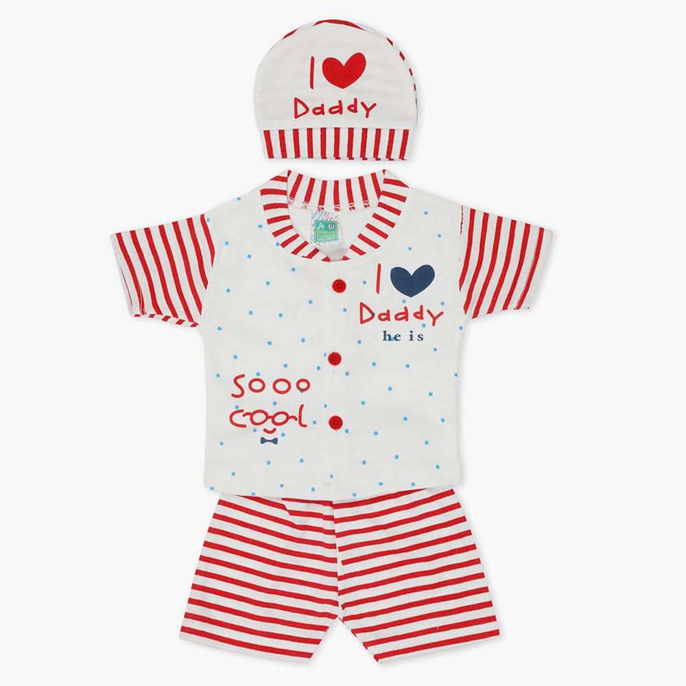 Newborn Boys Half Sleeves Suit - Red, Newborn Boys Sets & Suits, Chase Value, Chase Value