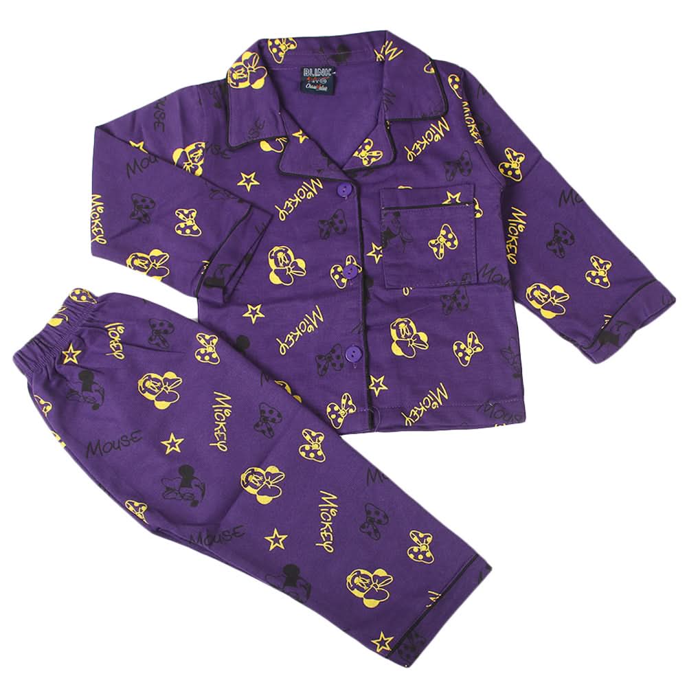 Girls Full Sleeves Night Suit - Purple, Girls Suits, Chase Value, Chase Value