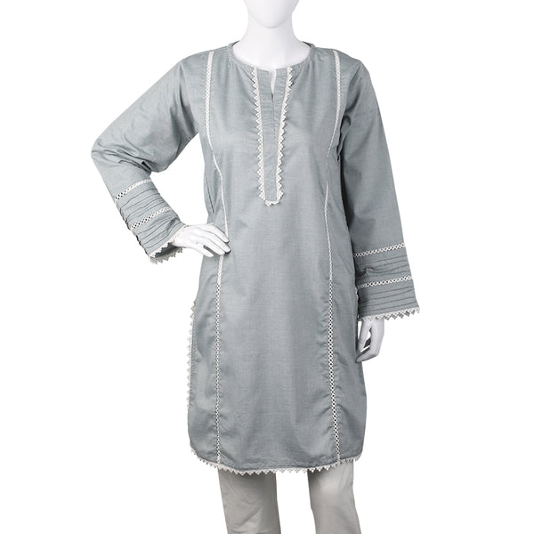 Women's Kurti With Lace - Light Green, Women Ready Kurtis, Chase Value, Chase Value