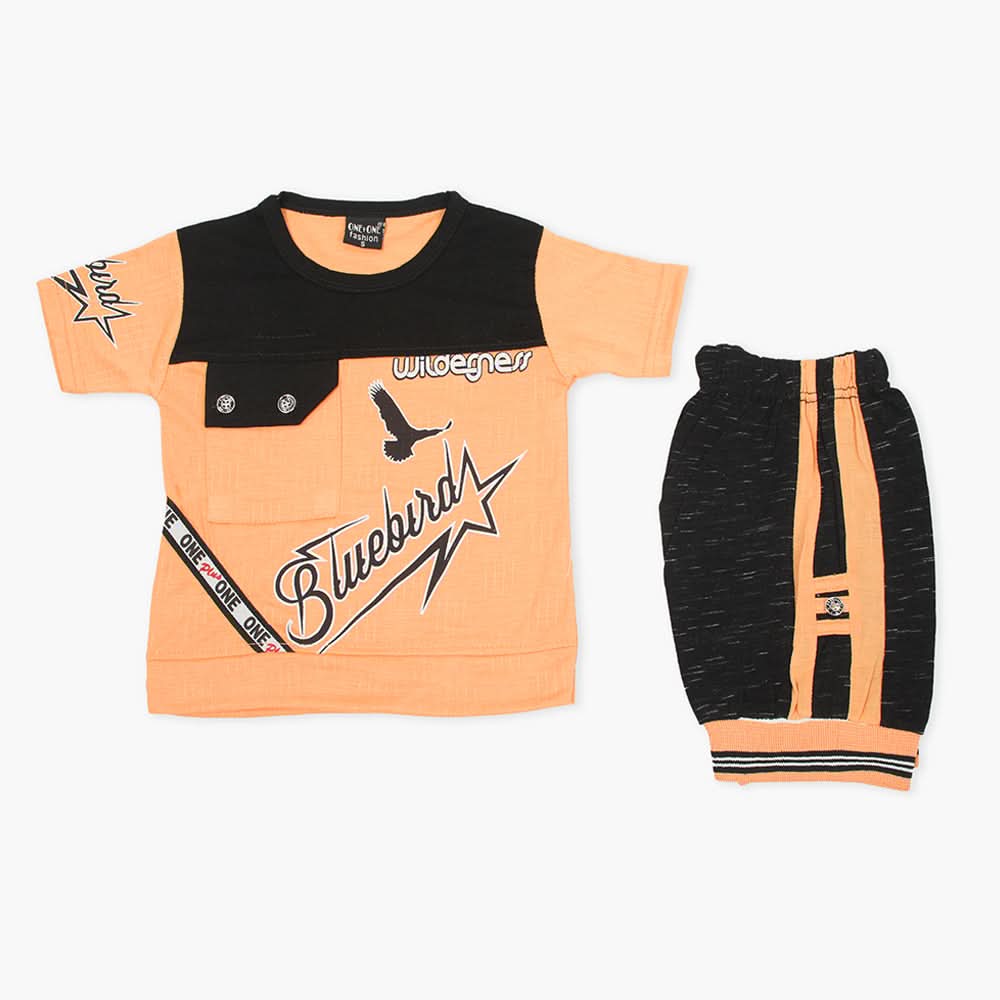 Boys Half Sleeves Suit - Peach, Boys Sets & Suits, Chase Value, Chase Value