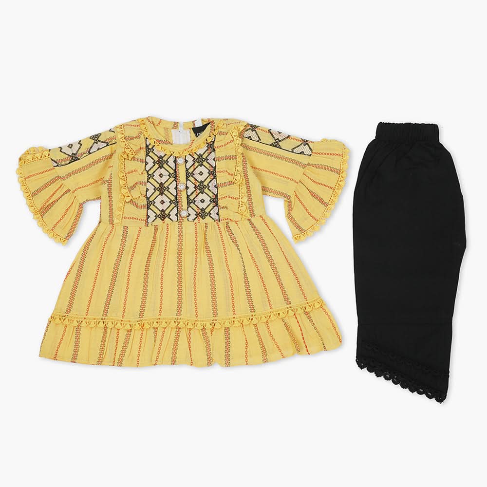 Newborn Girls Shalwar Suit - Yellow, Newborn Girls Shalwar Suits, Chase Value, Chase Value