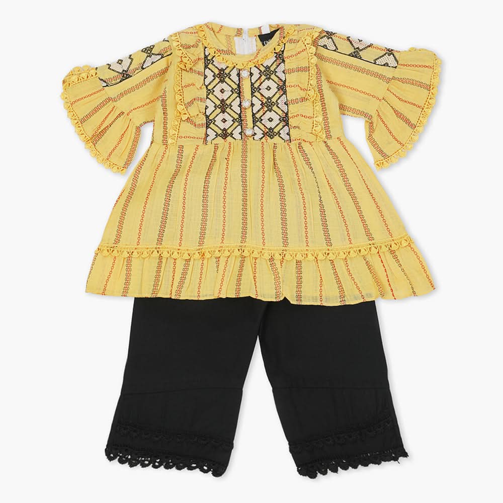 Girls Half Sleeves Suit - Yellow, Girls T-Shirts, Chase Value, Chase Value