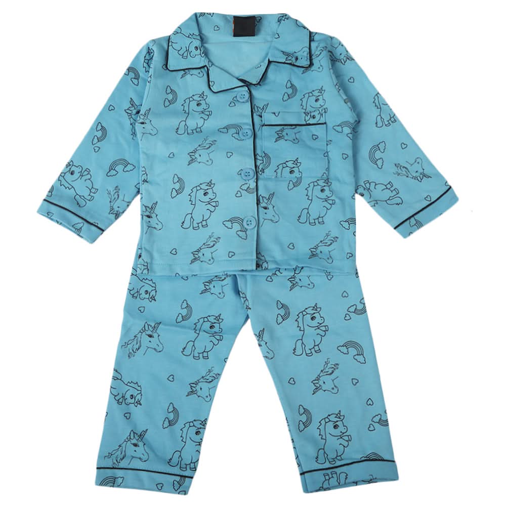 Girls Full Sleeves Night Suit - Blue, Girls Suits, Chase Value, Chase Value
