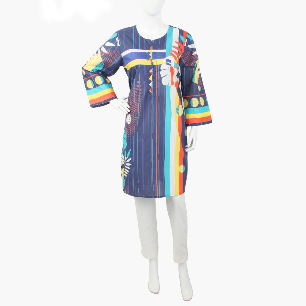 Women's Digital Printed Kurti - Navy Blue, Women Ready Kurtis, Eminent, Chase Value