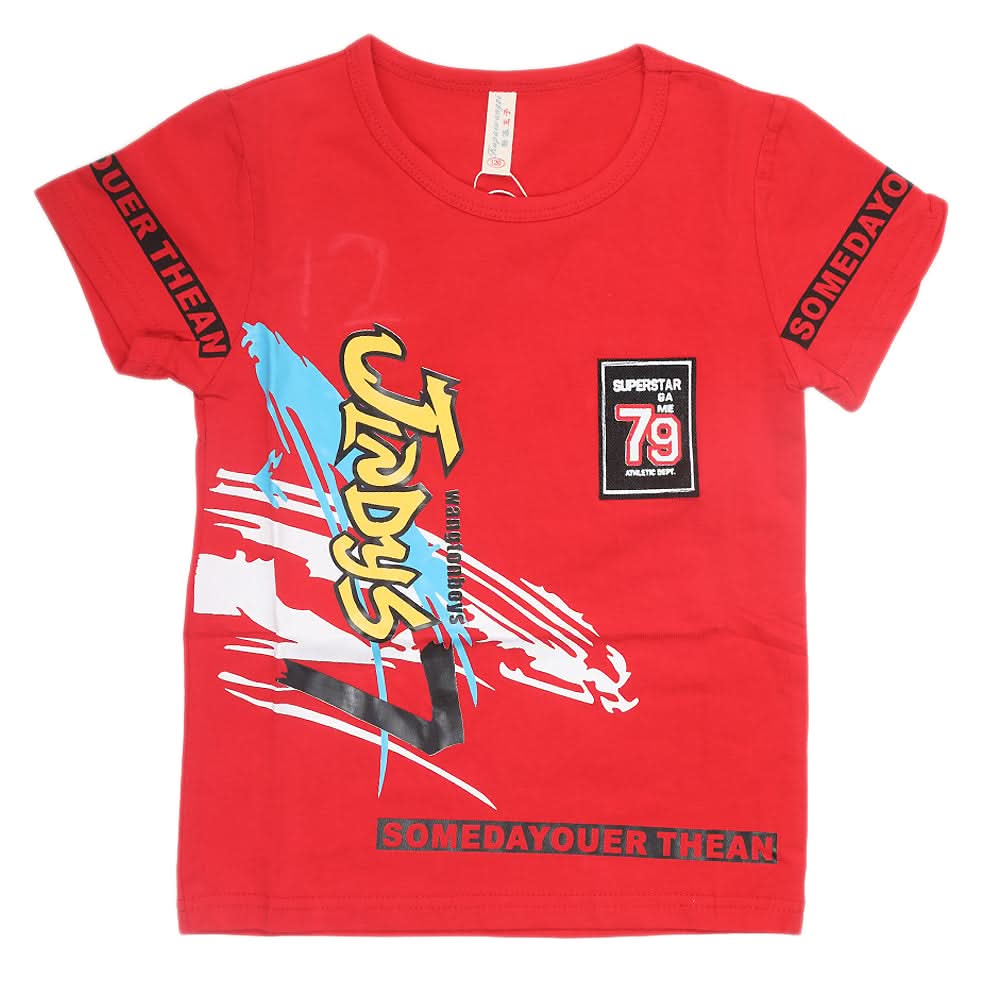 Boys Half Sleeves T-Shirt - Red, Kids, Boys T-Shirts, Chase Value, Chase Value