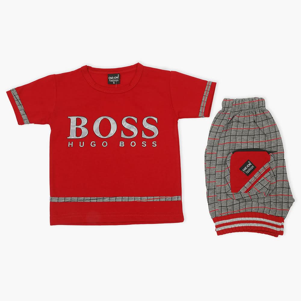 Boys Half Sleeves Suit - Red, Boys Sets & Suits, Chase Value, Chase Value