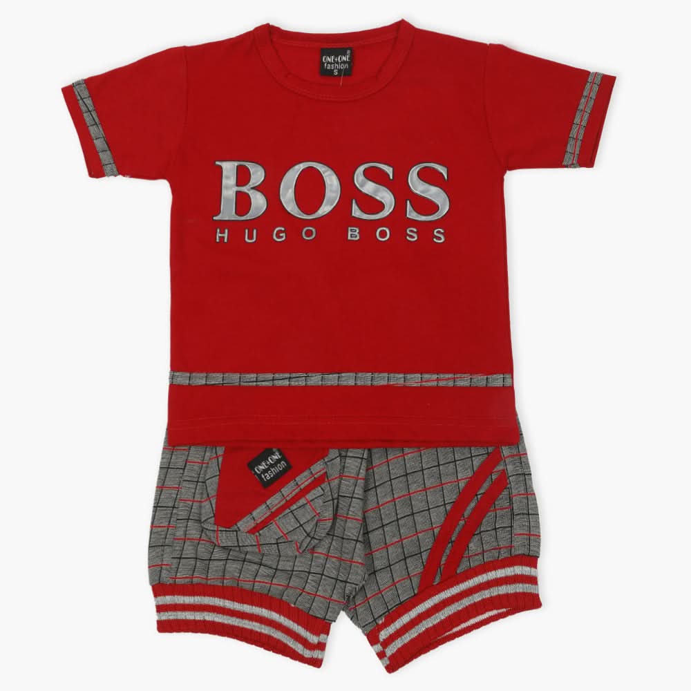 Boys Half Sleeves Suit - Red, Boys Sets & Suits, Chase Value, Chase Value