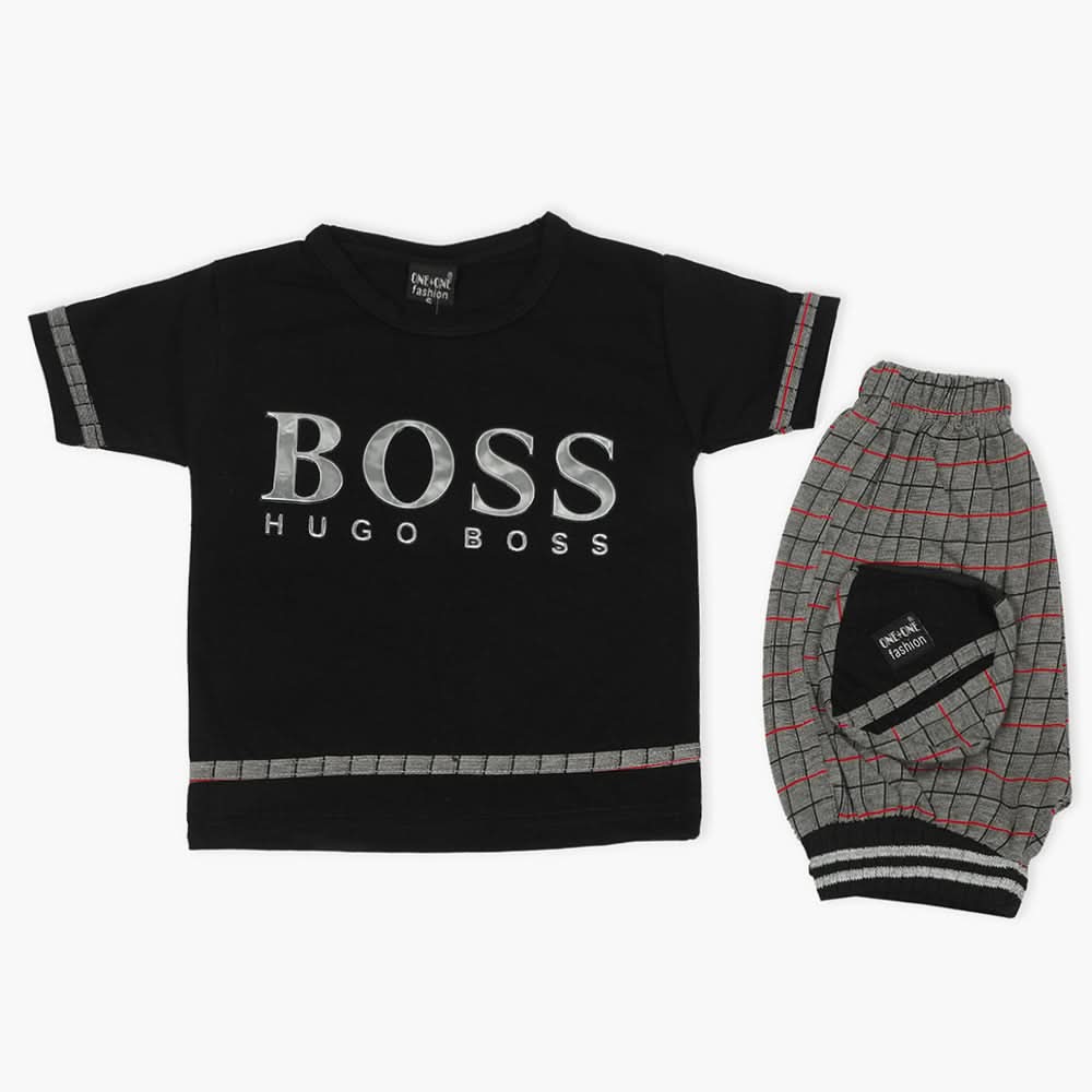 Boys Half Sleeves Suit - Black, Boys Sets & Suits, Chase Value, Chase Value