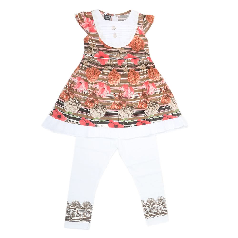 Girls Half Sleeves Suit 590 - Brown, Kids, Girls Sets And Suits, Chase Value, Chase Value