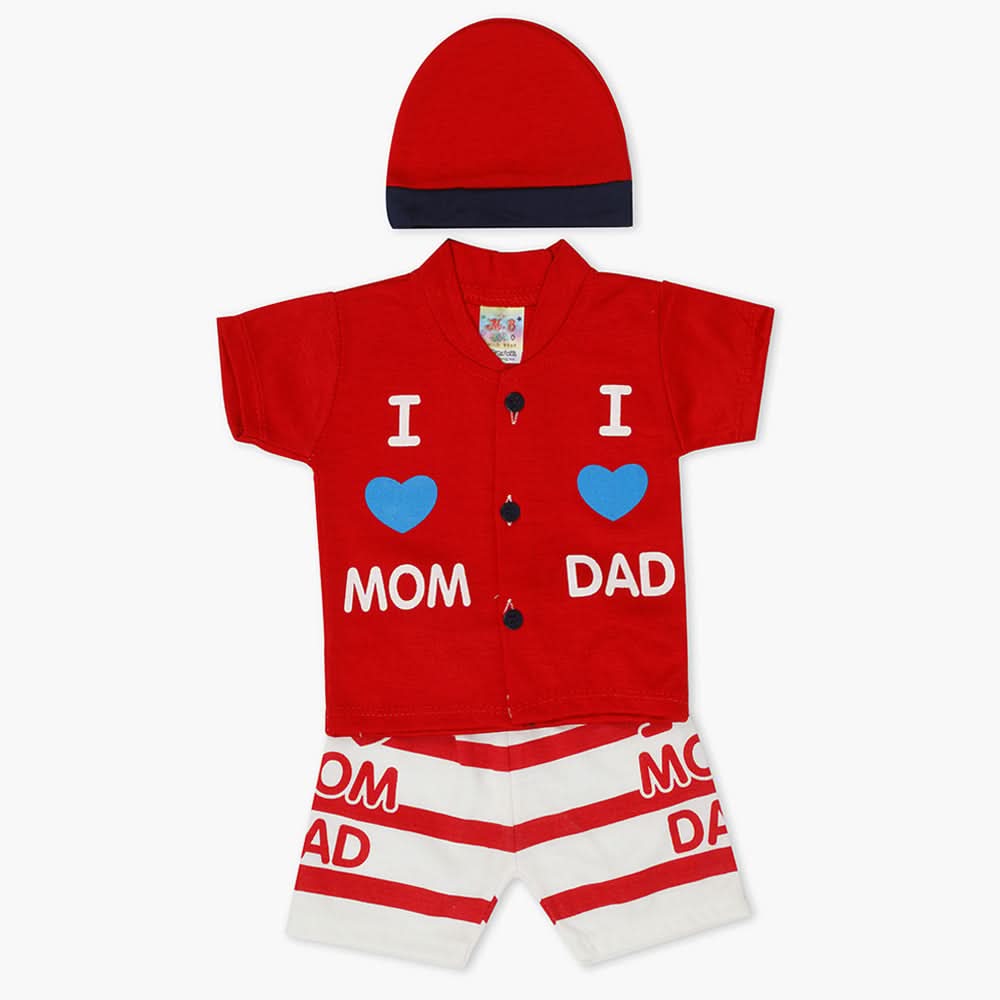 Newborn Boys Half Sleeves Suit - Red, Newborn Boys Sets & Suits, Chase Value, Chase Value