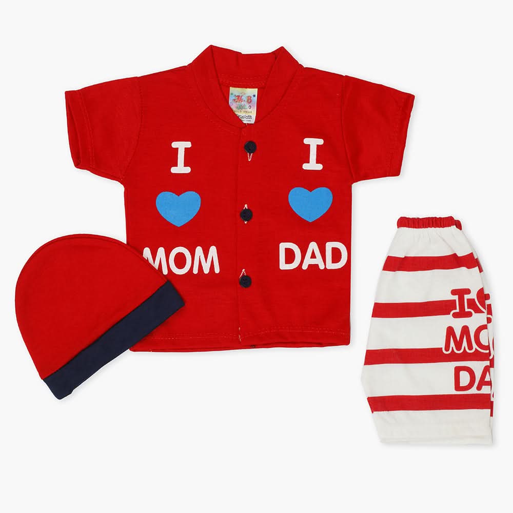 Newborn Boys Half Sleeves Suit - Red, Newborn Boys Sets & Suits, Chase Value, Chase Value