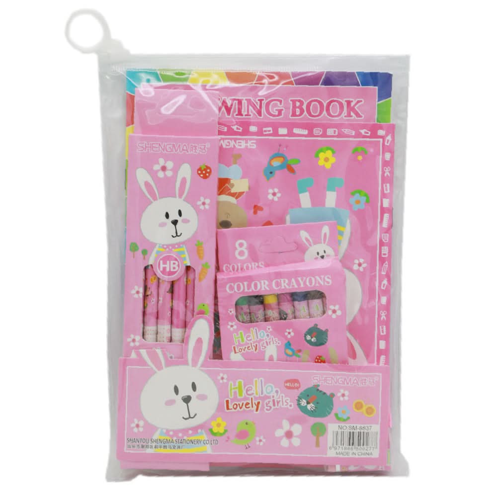 Stationary Set 8837-1 - Pink, Pencil Boxes & Stationery Sets, Chase Value, Chase Value