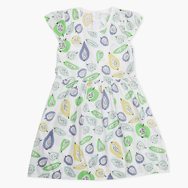 Girl's Cotton Frock - White, Girls Frocks, Chase Value, Chase Value