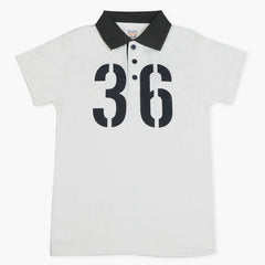 Boys Half Sleeves Polo T-Shirt - White, Boys T-Shirts, Chase Value, Chase Value