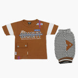 Boys Half Sleeves Suit - Dark Brown, Boys Sets & Suits, Chase Value, Chase Value
