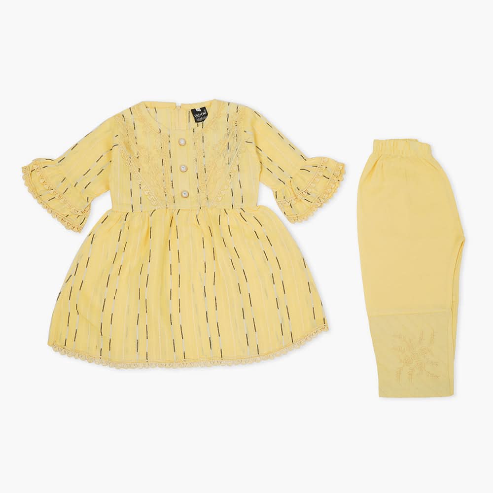 Girls Half Sleeves Suit - Yellow, Girls Suits, Chase Value, Chase Value