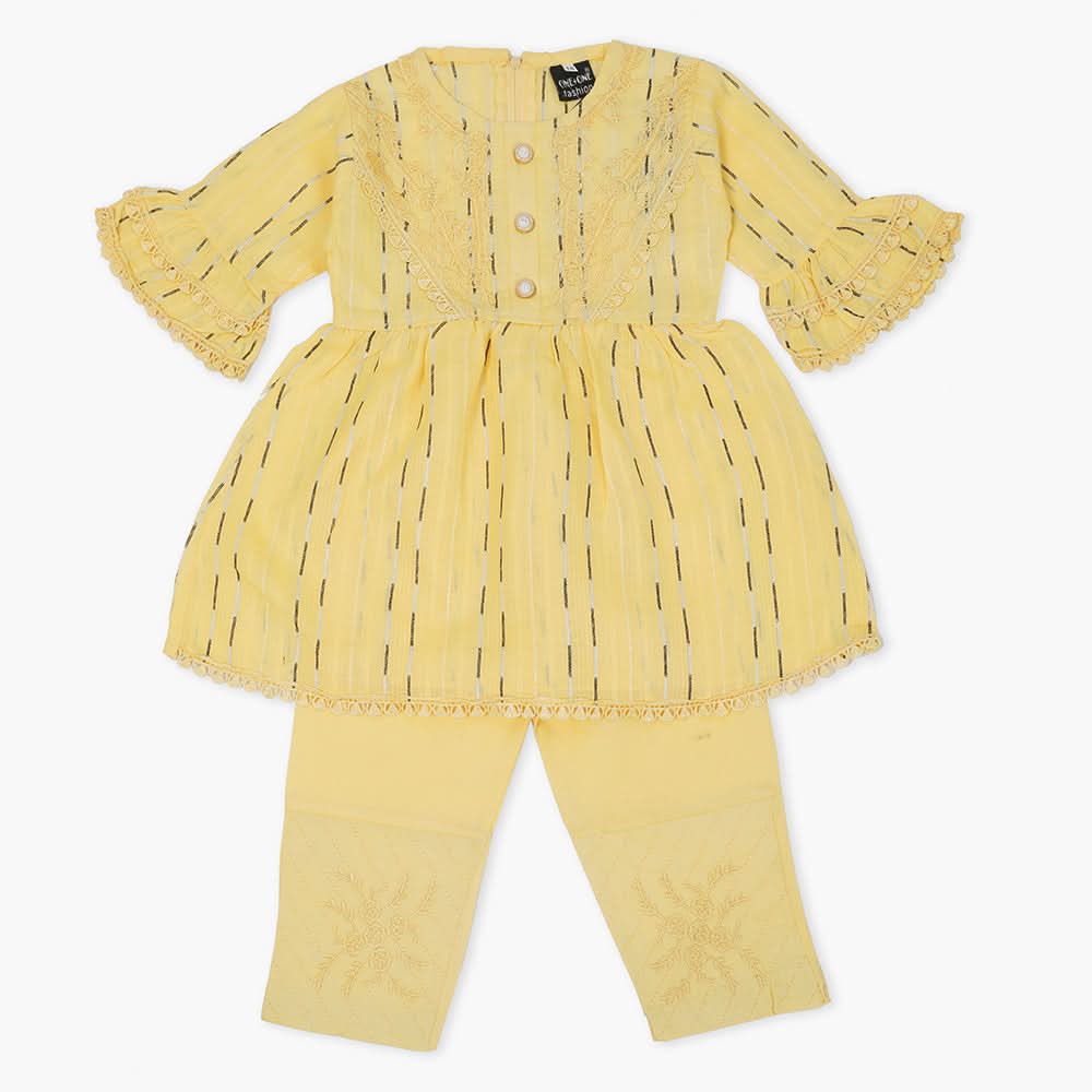 Girls Half Sleeves Suit - Yellow, Girls Suits, Chase Value, Chase Value