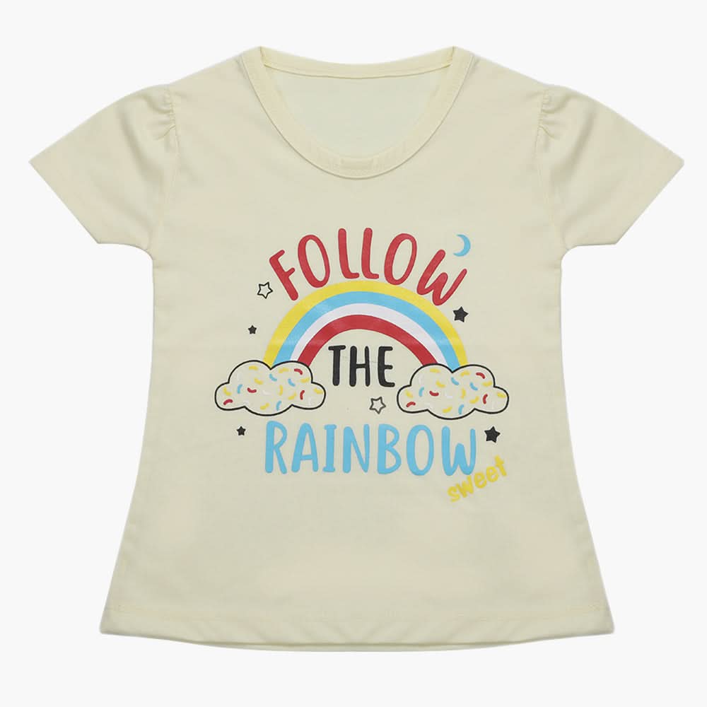 Girls Half Sleeves T-Shirt - Lemon, Girls T-Shirts, Chase Value, Chase Value